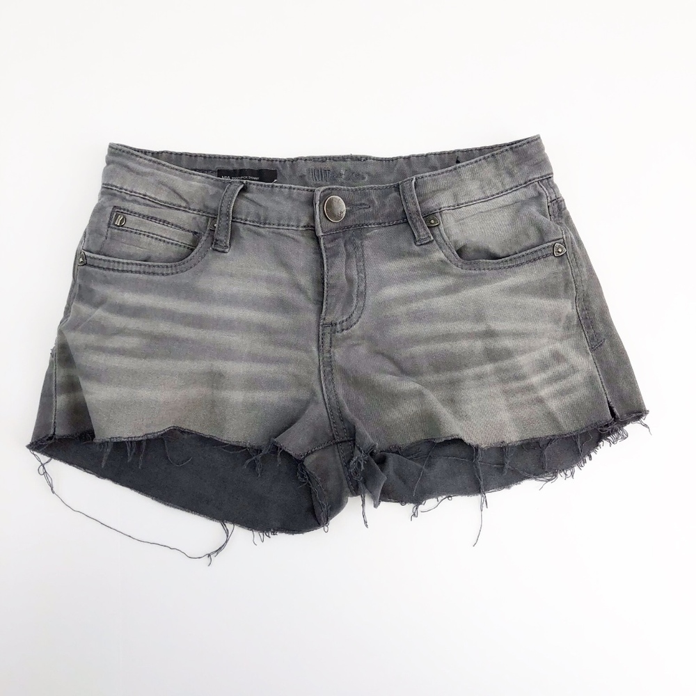 KFTK | cutoff distressed gray denim jean shorts 2